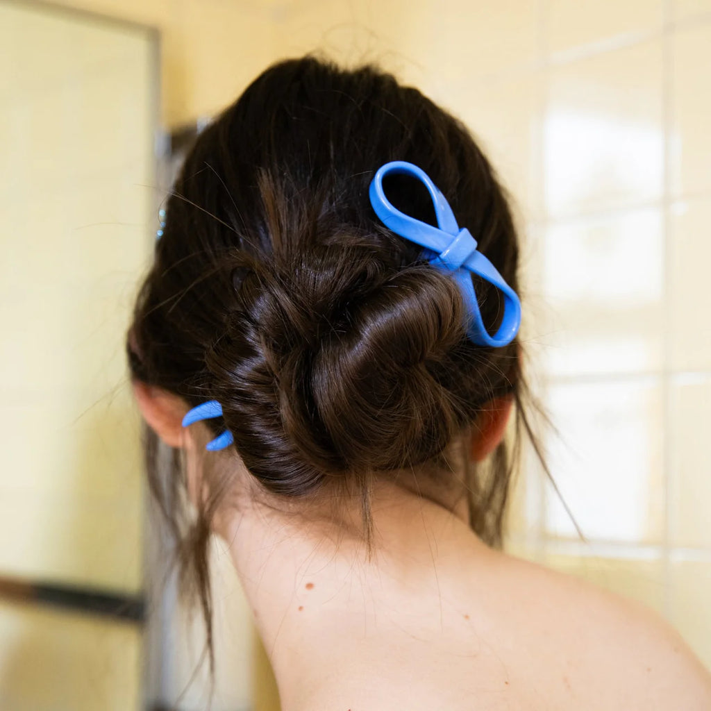Chunks Large Bow Hairpin (Blue)