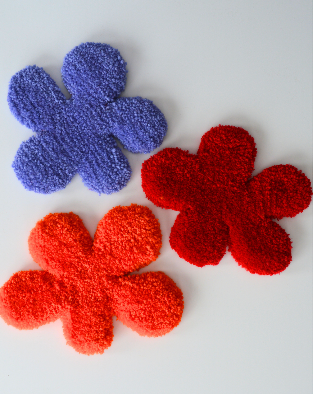 Rashelle Flubber Coasters (Orange, Red, Periwinkle)