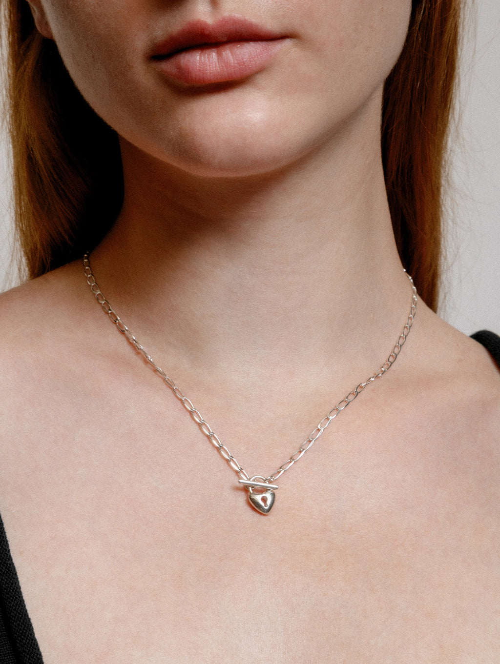 Wolf Circus Heart Toggle Necklace (Silver)