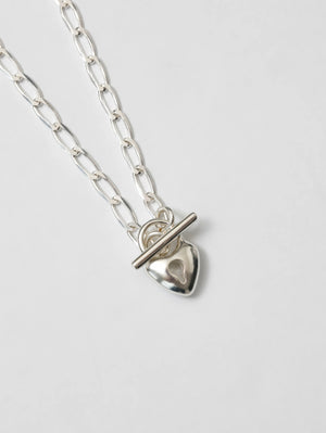 Wolf Circus Heart Toggle Necklace (Silver)