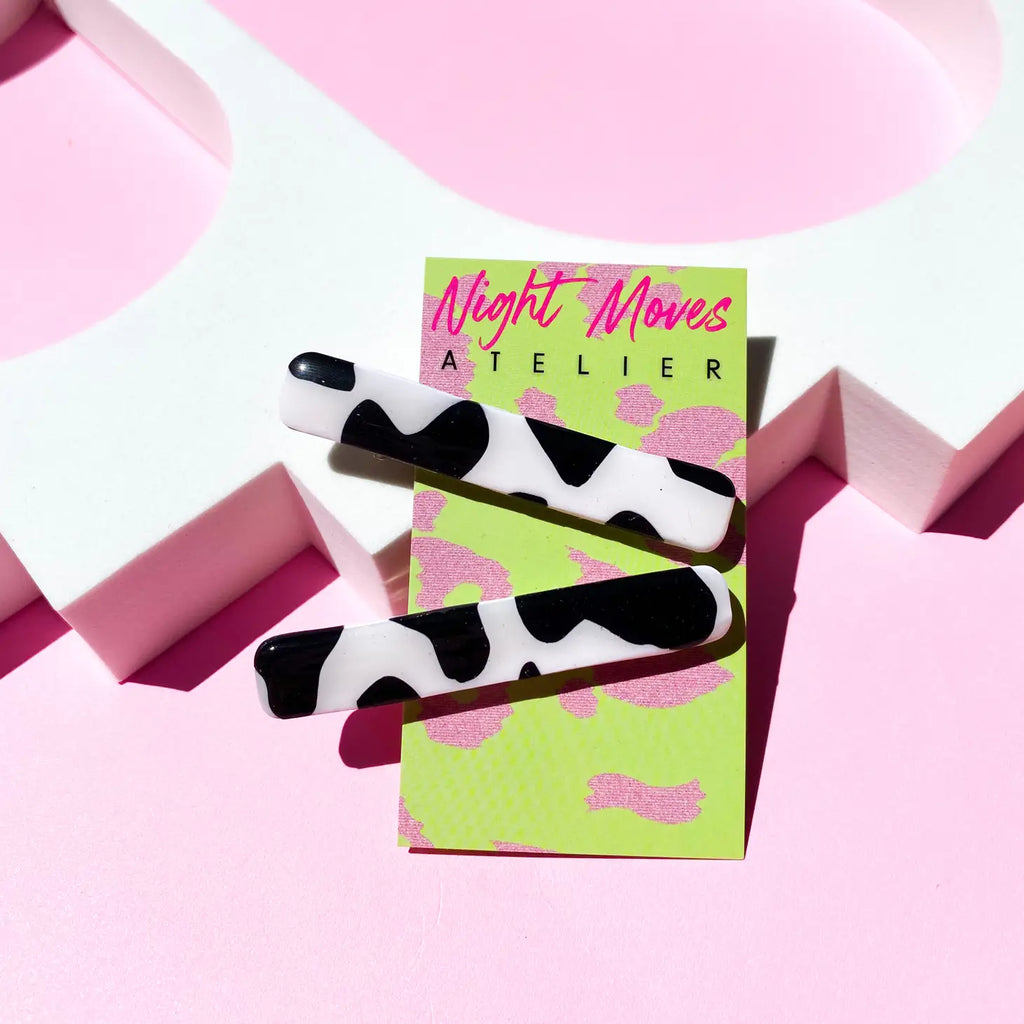 Night Moves Atelier Cow Print Hair Clip