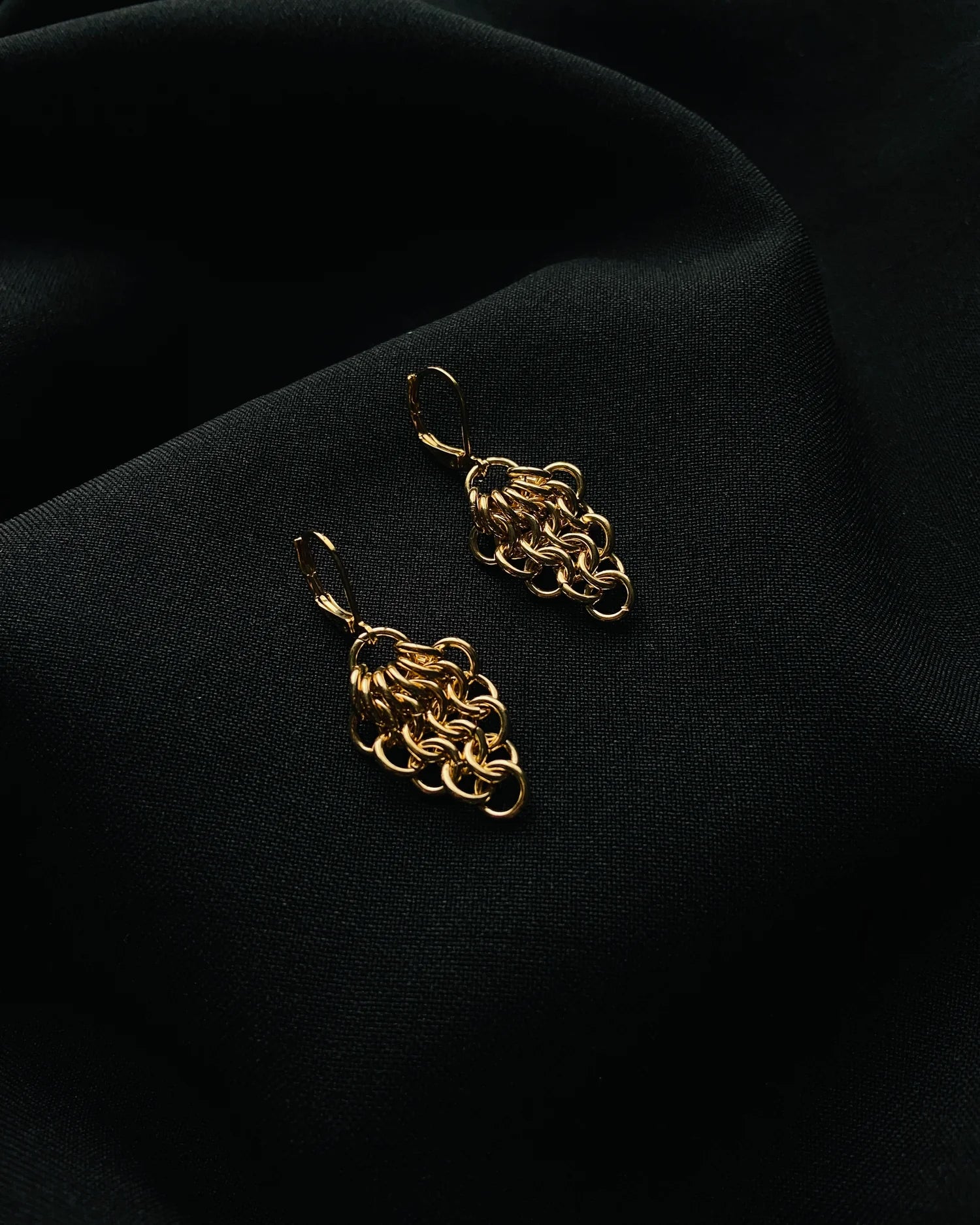 Inside Out Venus Earrings Brass Chainmail Jewelry