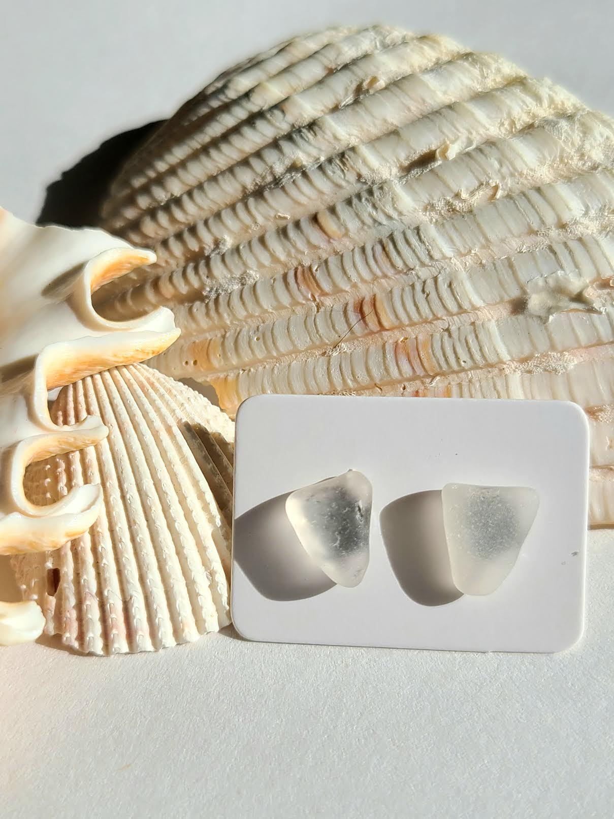 Northern Nirvana Lake Superior Beach Glass Studs (White)