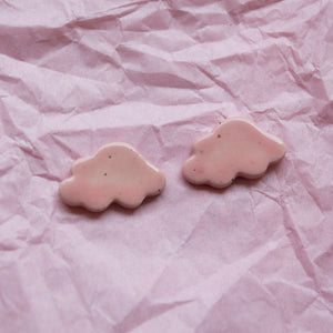 Meghan MacWhirter Ceramic Cloud Stud Earrings (Pink Speckle)