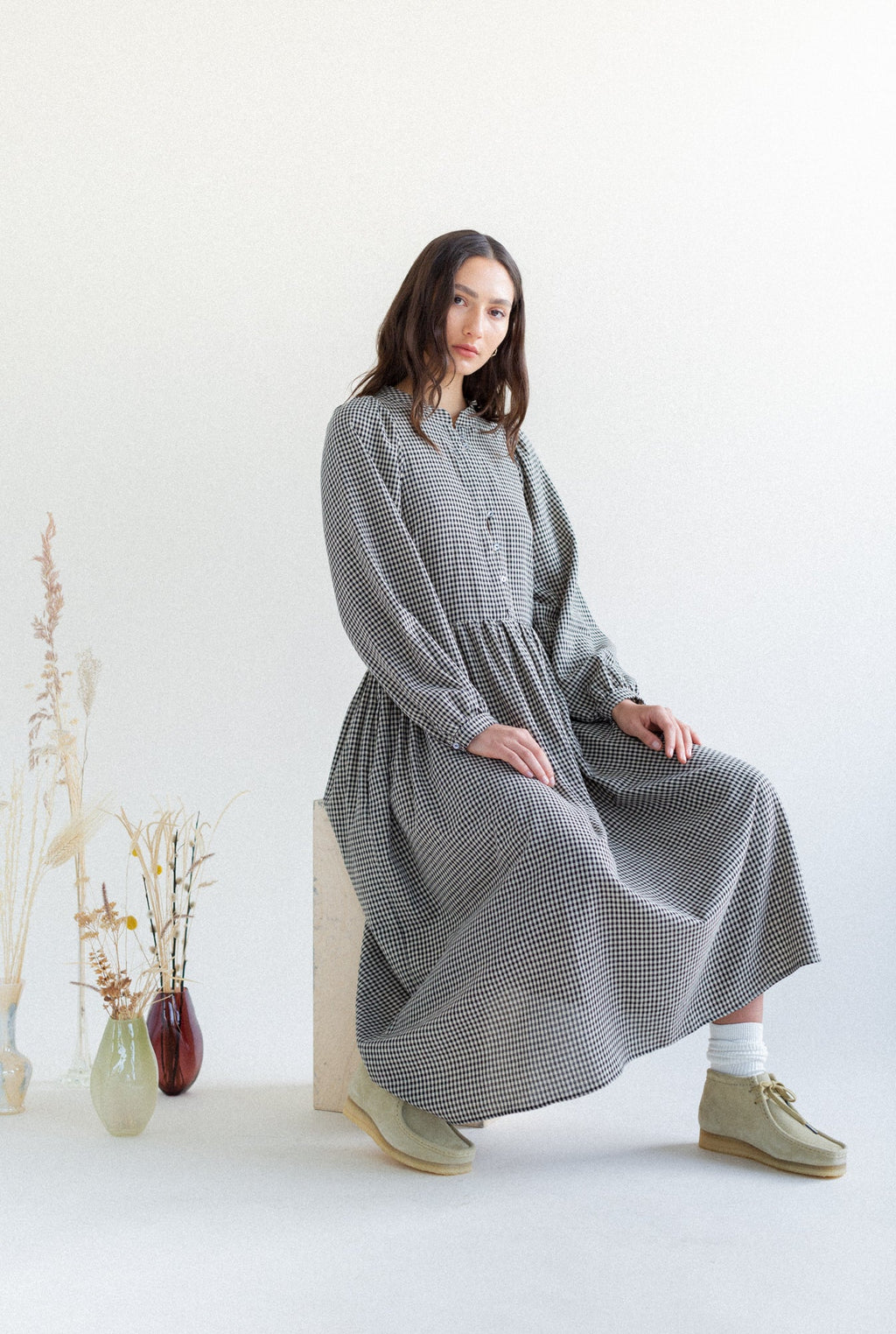 A Bronze Age Maria Dress (Dani Gingham)