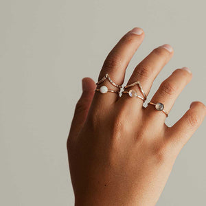 Strut Hammered Chevron Stacking Ring (Gold & Silver)